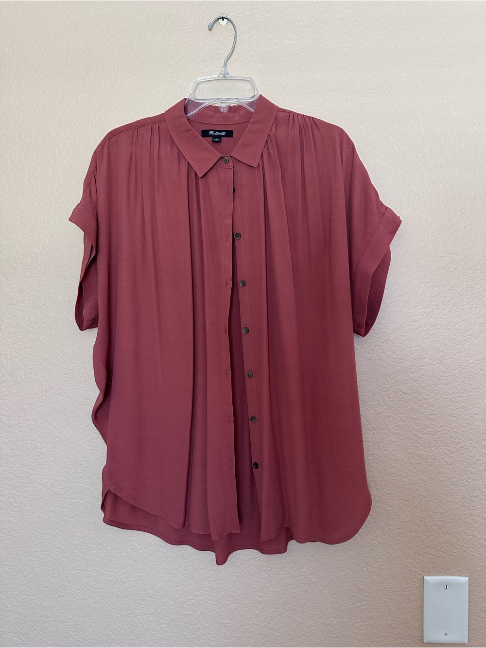 Madewell Button-Front Rust Short Sleeve Blouse